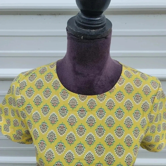 Banana Republic Women's Yellow Floral Paisley Lace Up Aline Dress Short Sz 0 - Picture 11 of 16